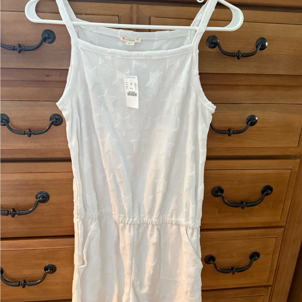 Crewcuts White Star Embossed Shorts Romper